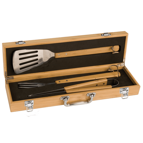 BBQ Tool Set in Bamboo Case