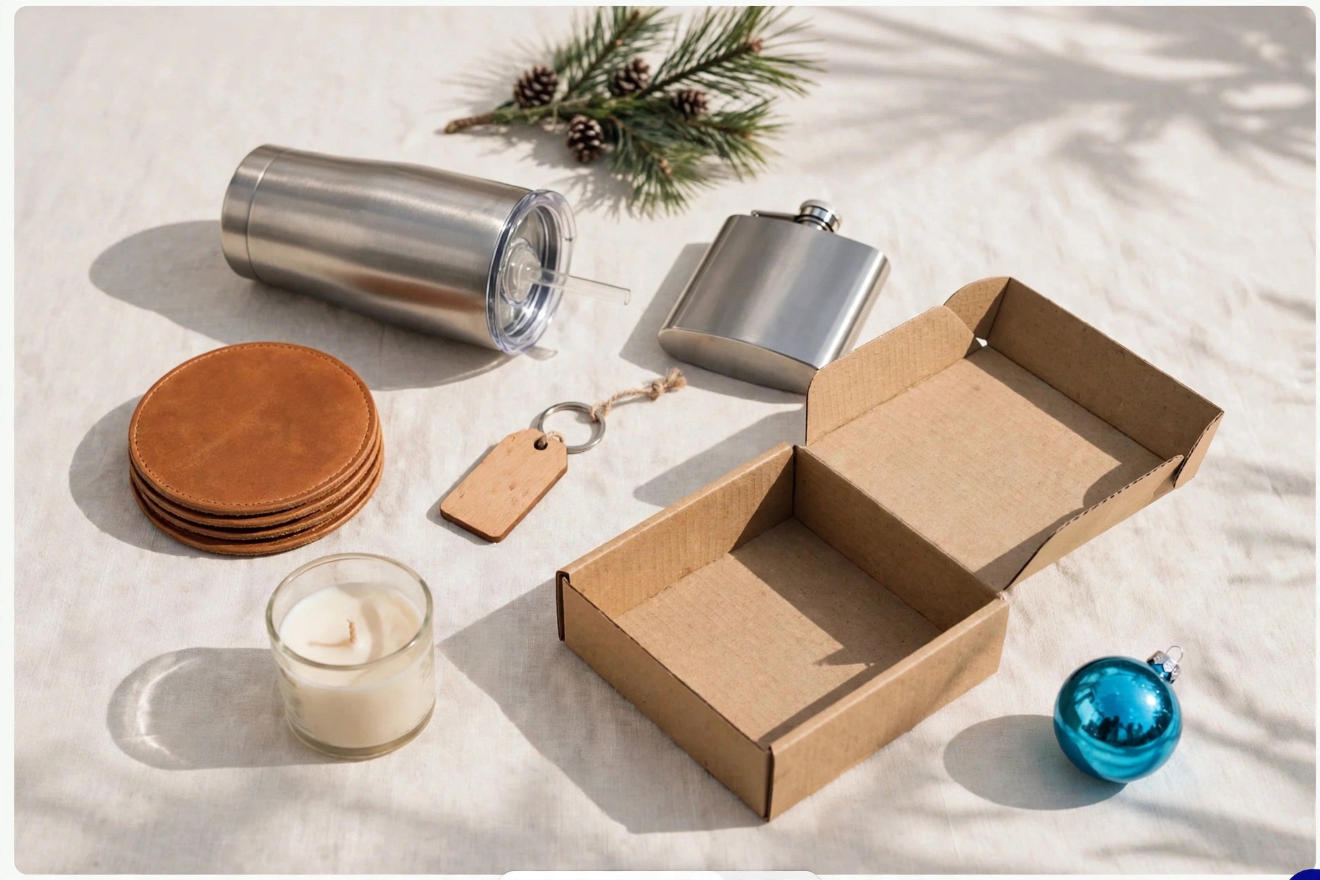 Build your own: gift pieces laid out beside an empty gift box