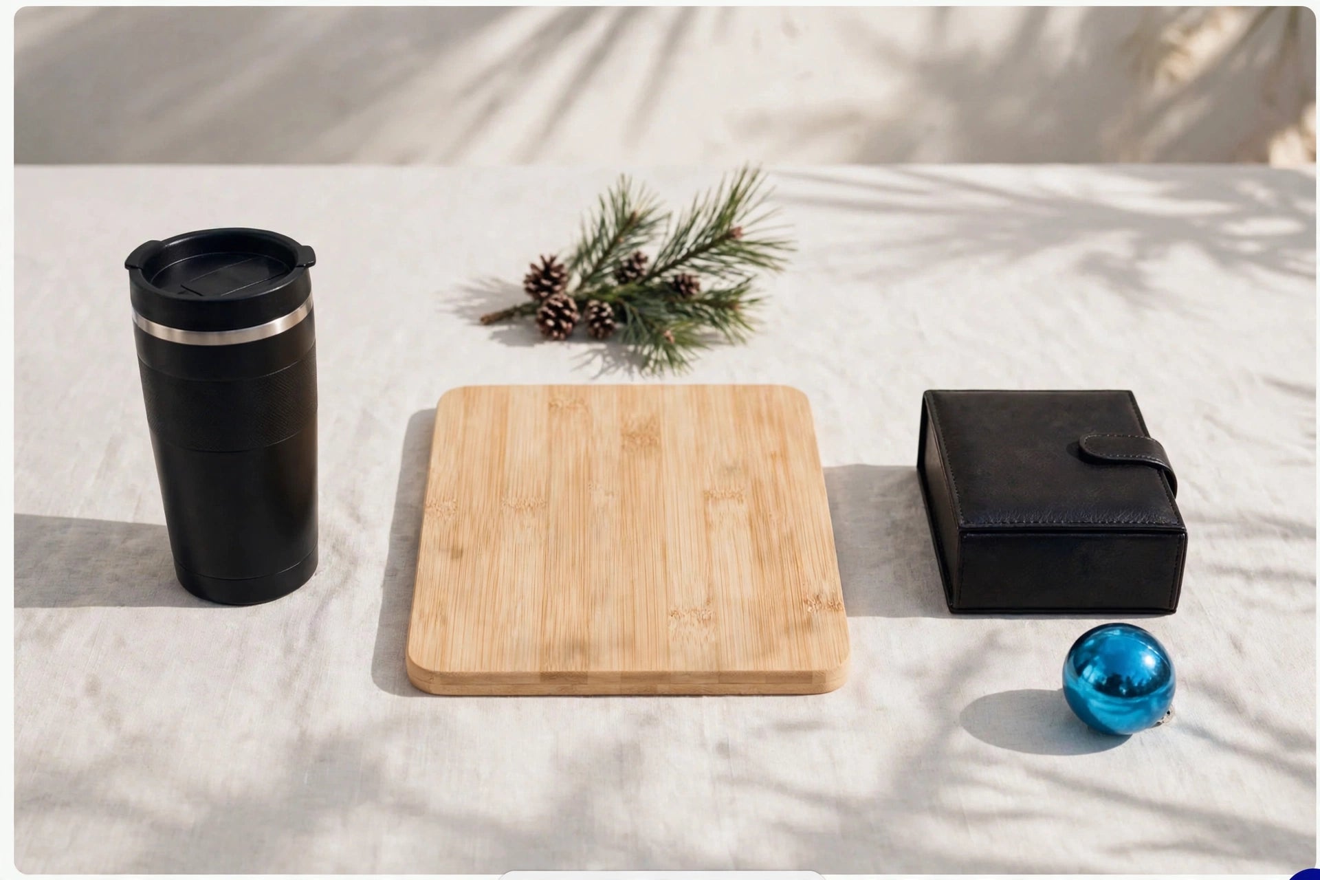 Individual gifts: tumbler, bamboo board and gift box
